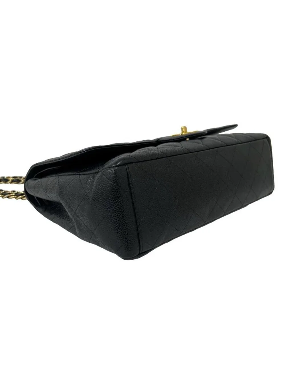 Chanel Quilted CC Logo Caviar Leather 2-Way Shoulder Bag Black